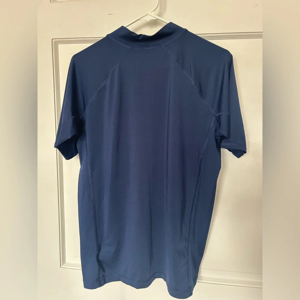 Lands’ End Women’s Swim Shirt Size XXL Dark Blue High Neck Longer Short Sleeves
